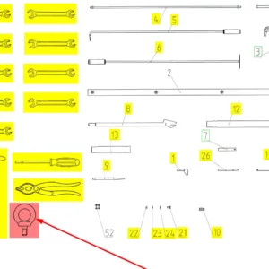 Oryginalna śruba pierścieniowa M16 o numerze katalogowym 100183104, stosowana w kombajnach zbożowych marki Rostselmash schemat.