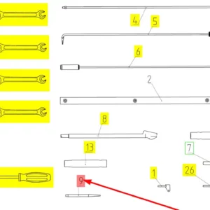 Oryginalny wybijak o numerze katalogowym 100184091, stosowany w kombajnach zbożowych marki Rostselmash schemat.