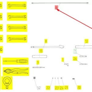 Oryginalny pręt o numerze katalogowym 100184323, stosowany w kombajnach zbożowych marki Rostselmash schemat.