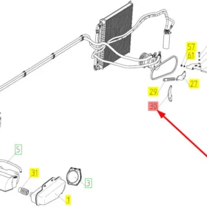 Oryginalny element mocujący sprężarki o numerze katalogowym 100199833, stosowany w kombajnach zbożowych marki Rostselmash schemat.
