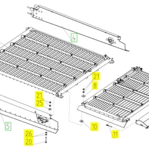 Oryginalne sito dodatkowe tylne o wymiarze 1148 x 684 i numerze katalogowym 100210771, stosowane w kombajnach zbożowych marki Rostselmash- schemat.
