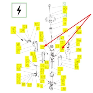 Oryginalna śruba kolumny kierowniczej o numerze katalogowym 100210783, stosowana w kombajnach zbożowych marki Rostselmash schemat.