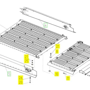 Oryginalne sito górne o numerze katalogowym 100210832, stosowane w kombajnach zbożowych marki Rostselmash- schemat.
