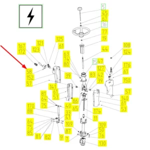 Oryginalna śruba o wymiarach M5 x 14, klasie twardości 4.8 i numerze katalogowym 100210837, stosowana w kombajnach zbożowych marki Rostselmash schemat.