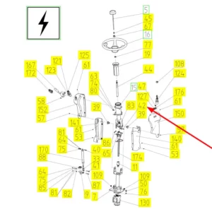 Oryginalna śruba kolumny kierowniczej o numerze katalogowym 100211081, stosowana w kombajnach zbożowych marki Rostselmash schemat.