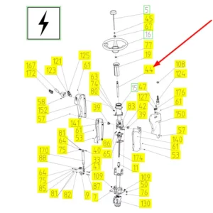 Oryginalny wał kierownicy o numerze katalogowym 100211669, stosowany w kombajnach zbożowych marki Rostselmash schemat.