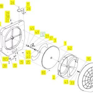Oryginalna osłona przednia wyntylatora o numerze katalogowym 100215981, stosowana w kombajnach zbożowych marki Rostselmash- schemat.