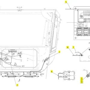 Oryginalna wiązka elektryczna dachu o numerze katalogowym 100218454, stosowana w kombajnach zbożowych marki Rostselmash schemat.