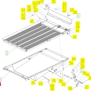 Oryginalna podłoga sita o numerze katalogowym 100219029, stosowana w kombajnach zbożowych marki Rostselmash- schemat.