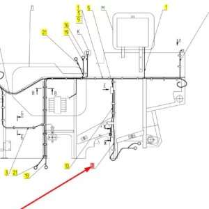 Oryginalna wiązka elektryczna wzmacniająca o numerze katalogowym 100219630, stosowana w kombajnach zbożowych marki Rostselmash schemat.