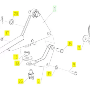 Oryginalny symbol hamulca ręcznego o numerze katalogowym 100225229, stosowany w kombajnach zbożowych marki Rostselmash schemat.