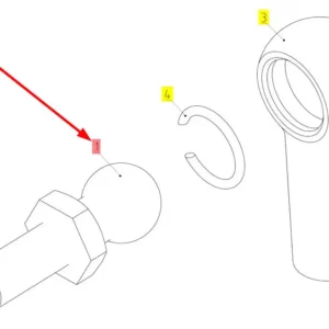 Oryginalny sworzeń kulowy linek zmiany biegów o numerze katalogowym 100225960, stosowany w kombajnach zbożowych marki Rostselmash schemat.