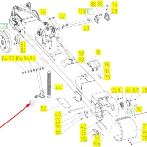 Oryginalne koło napinające ze wspornikiem o numerze katalogowym 100227347, stosowane w kombajnach zbożowych marki Rostselmash schemat.