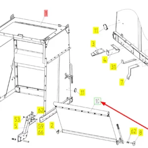 Oryginalna klapa kompletna o numerze katalogowym 100227880, stosowana w kombajnach zbożowych marki Rostselmash schemat.