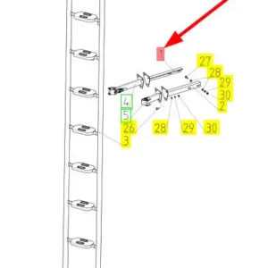 Oryginalne mocowanie drabiny o numerze katalogowym 100228340, stosowane w kombajnach zbożowych marki Rostselmash schemat.