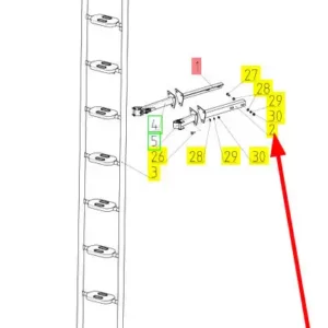 Oryginalne mocowanie drabiny o numerze katalogowym 100228341, stosowane w kombajnach zbożowych marki Rostselmash schemat.