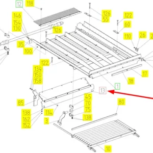 Oryginalna osłona sita o numerze katalogowym 100229538, stosowana w kombajnach zbożowych marki Rostselmash- schemat.