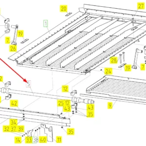Oryginalny wałek sita o numerze katalogowym 100229539, stosowany w kombajnach zbożowych marki Rostselmash schemat.