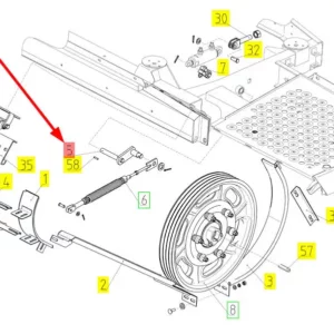 Oryginalne mocowanie sprężyny napinacza o numerze katalogowym 100231344, stosowane w kombajnach zbożowych marki Rostselmash schemat.