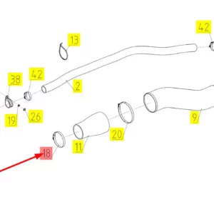Oryginalna opaska zaciskowa o numerze katalogowym 100241295, stosowana w kombajnach zbożowych marki Rostselmash schemat.