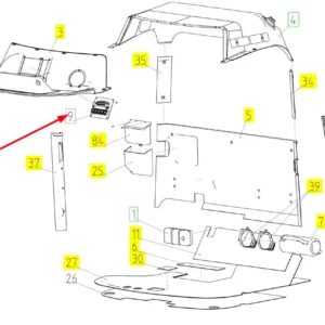 Oryginalny panel przełączników kabiny o numerze katalogowym 100241786, stosowany w kombajnach zbożowych marki Rostselmash schemat.