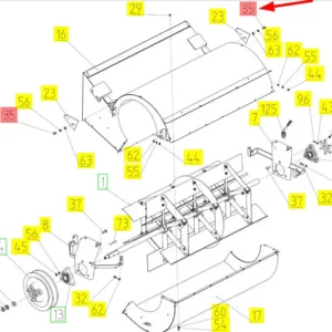 Oryginalna śruba sześciokątna M10 x 16 o numerze katalogowym 100243254, stosowana w kombajnach zbożowych marki Rostselmash- schemat.