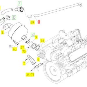 Oryginalna końcówka wydechu o numerze katalogowym 100243655, stosowana w kombajnach zbożowych marki Rostselmash schemat.