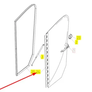 Oryginalny zawias drzwi o numerze katalogowym 100244480, stosowany w kombajnach zbożowych marki Rostselmash schemat.