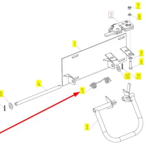 Oryginalna sprężyna zamka o numerze katalogowym 100244526, stosowana w kombajnach zbożowych marki Rostselmash schemat.