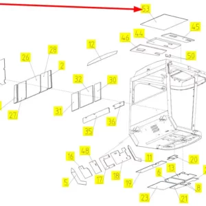 Oryginalna uszczelka wygłuszająca dach kabiny o numerze katalogowym 100246282, stosowana w kombajnach zbożowych marki Rostselmash schemat.