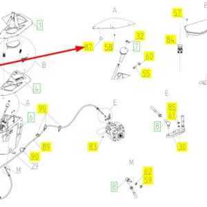 Oryginalny zatrzask wkładki mocującej o numerze katalogowym 100255162, stosowany w kombajnach zbożowych marki Rostselmash schemat.