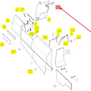 Oryginalna wkładka osłony o numerze katalogowym 100255620, stosowana w kombajnach zbożowych marki Rostselmash schemat.