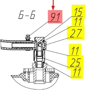 Oryginalny zacisk o numerze katalogowym 100260835, stosowany w kombajnach zbożowych marki Rostselmash- schemat.