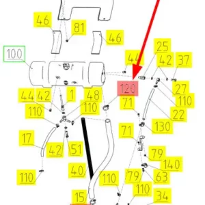Oryginalna opaska zaciskowa o numerze katalogowym 100260836, stosowana w kombajnach zbożowych marki Rostselmash- schemat.
