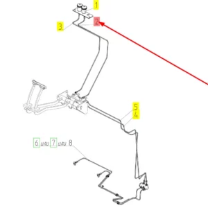 Oryginalny przewód układu hamulcowego o numerze katalogowym 100264492, stosowany w kombajnach zbożowych marki Rostselmash schemat.