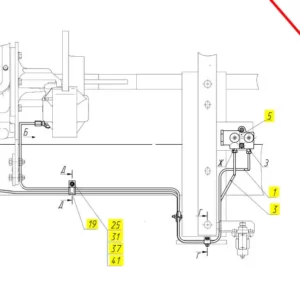 Oryginalny pierścień dystansowy o numerze katalogowym 100303387, stosowany w kombajnach zbożowych marki Rostselmash schemat.