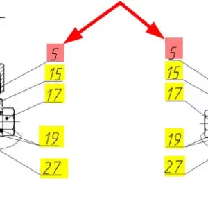 Oryginalna końcówka przewodu hamulcowego o numerze katalogowym 100303510, stosowana w kombajnach zbożowych marki Rostselmash schemat.