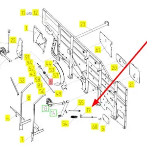 Oryginalny pręt z mocowaniem o numerze katalogowym 100310259, stosowany w kombajnach zbożowych marki Rostselmash schemat.
