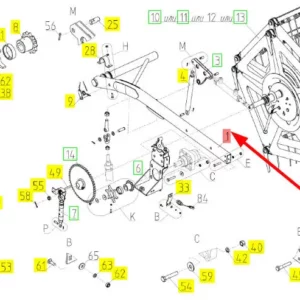Oryginalne ramię motowideł o numerze katalogowym 100313079, stosowane w hederach zbożowych marki Rostselmash. schemat