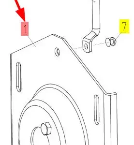 Oryginalna płyta mocowania ślimaka hederu o numerze katalogowym 100316474, stosowana w hederach marki Rostselmash- schemat.