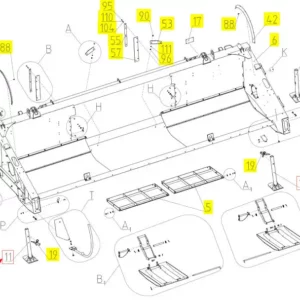Oryginalna podpora hederu o numerze katalogowym 100320676, stosowana w kombajnach zbożowych marki Rostselmash. schemat