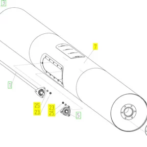 Oryginalny wałek napędu ślimaka hederu o numerze katalogowym 100324414, stosowany w hederach zbożowych marki Rostselmash schemat