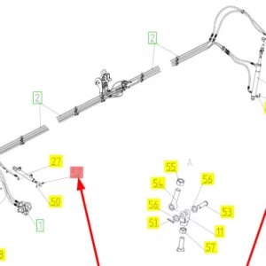 Oryginalny sworzeń o numerze katalogowym 100329832, stosowany w hederach zbożowych marki Rostselmash. schemat