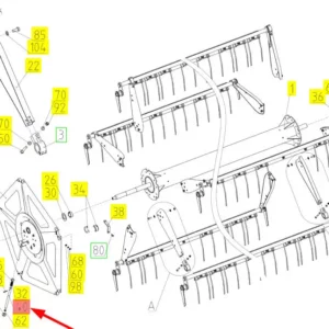 Oryginalny wałek motowideł o numerze katalogowym 100331490, stosowany w hederach marki Rostselmash- schemat.