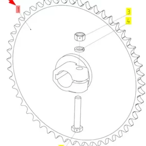 Oryginalne koło zębate o numerze katalogowym 100335017, stosowane w hederach marki Rostselmash- schemat.