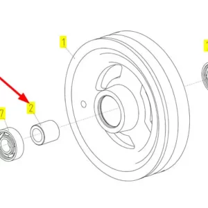 Oryginalna tuleja łożyska rolki napinacza o numerze katalogowym 100340297, stosowana w kombajnach zbożowych marki Rostselmash schemat.