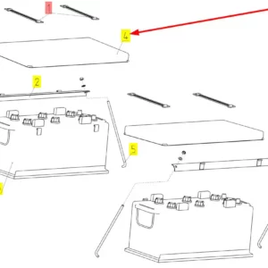Oryginalna pokrywa akumulatora o numerze katalogowym 100366961, stosowana w kombajnach zbożowych marki Rostselmash schemat.