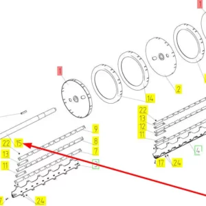 Oryginalny wałek bębna młócącego o numere katalogowym 100369242, stosowany w kombajnach zbożowych marki Rostselmash schemat.