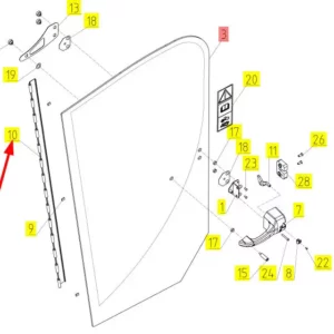Oryginalny zawias drzwi o numerze katalogowym 100370122, stosowany w kombajnach zbożowych marki Rostselmash schemat.