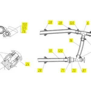 Oryginalna śruba przelewowa o numerze katalogowym 100370921, stosowana w kombajnach zbożowych marki Rostselmash schemat.
